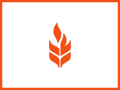 flame + wheat asymmetry fire flame flour logo mark orange pizza wheat