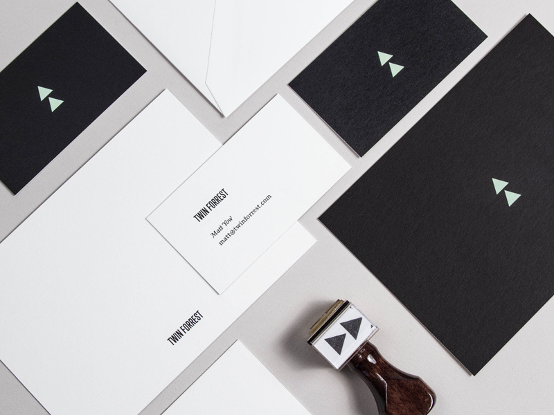 Thank you cards triangle black business cards stamp collateral branding logo print twin forrest