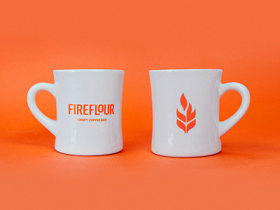 Mugs (and patches) brand coffee fireflour identity logo logotype mark mug orange patch pizza