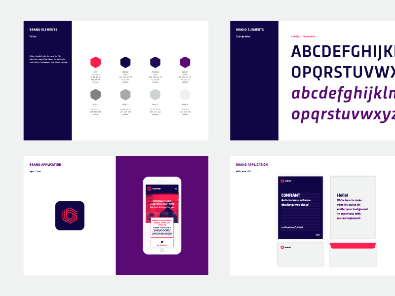 Confiant Brand Guidelines guidelines ui web security malware purple identity brand logo tech software confiant