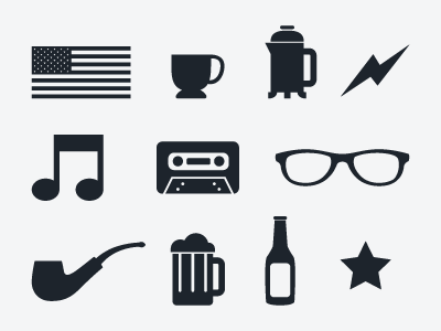personal icons americuh beer coffee glasses hell yeah hipster icons identity music pipe poor vision
