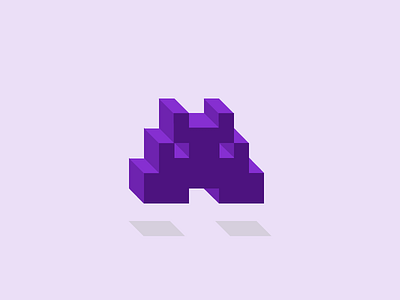 3D Pixel Invader of Space