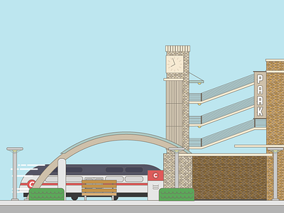 WIP Sunnyvale Train Station bench bush lights parking station sunnyvale train