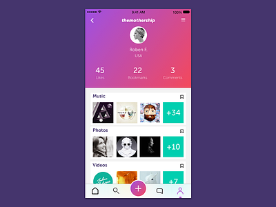 Profile Screen app application design gradient profile screen social ui