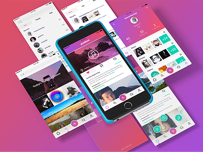 Gradient - iOS Social Media app application design ios iphone social ui