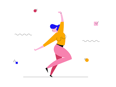 Stress Relief abstract dance flat girl illustation line vector woman
