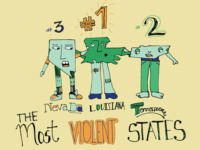The Most Violent States 123 doodle faces guns laws limited color louisiana nevada sketch states tennessee violence