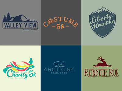 Trail System Logos calligraphy charity handlettering logo mountain outdoors race reindeer run vector