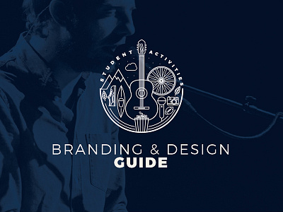 University Department Branding brand guide guitar icon line icon lines logo mountain overlay university