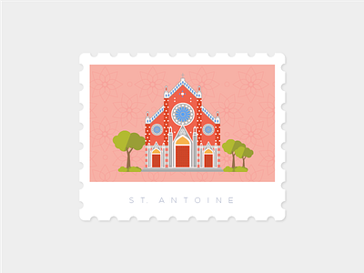 Saint Antuan Church, Istanbul church illustration istanbul landmark saintantuan stamp
