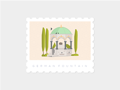 German Fountain, Istanbul germanfountain illustration istanbul landmark stamp