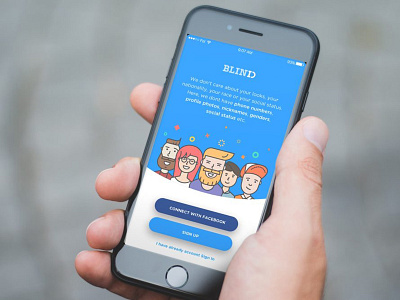 BlindID app application character friends illustration onboarding social ui