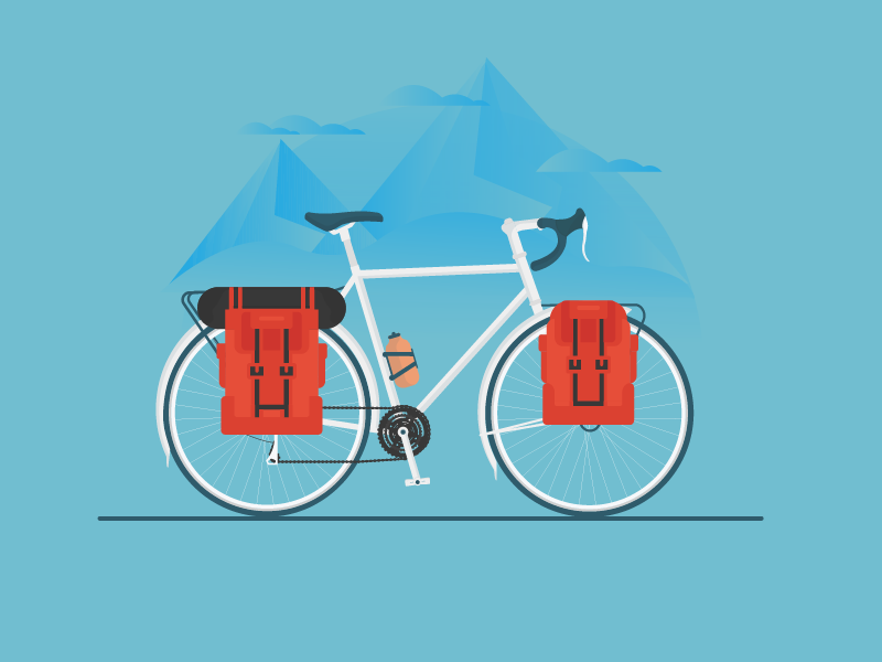 Adventure Cycling travel camping flat illustration mountains road ride cycling cycle bicycle bike