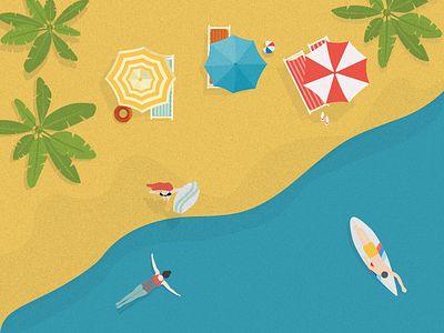 Beach Day ☀️ beach ball holiday illustration palm surfing swim umbrella