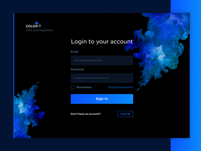ColorIT - User login form for paint ecommerce store