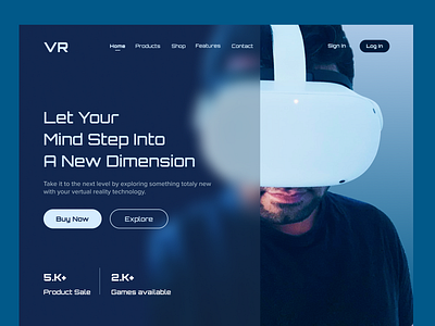 Virtual Reality to New Dimension - Landing Page Header UI Design design figma landing page metaverse ui ui design virtual reality vr webdesign website