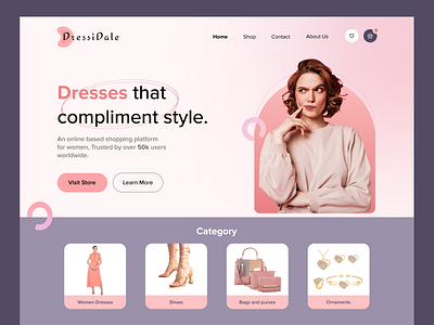 DressiDale - An Ecommerce Website - Home Page UI Design cloths design ecommerce fashion figma girls shopping landing page shop online store ui ui design website