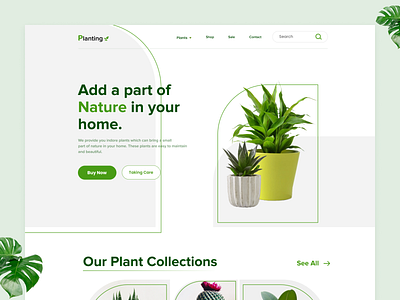 Planting - Indoor Plant Website Landing Page Header UI Design