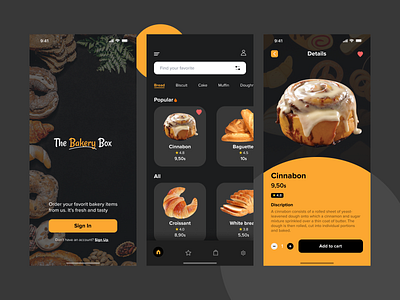 The Bakery Box- Mobile app UI design design figma food app ui ui design