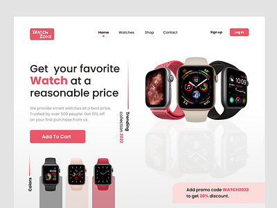 Watch Zone - An ecommerce store UI design for smart watch apple apple watch design ecommerce figma landing page smart watch ui ui design watch website