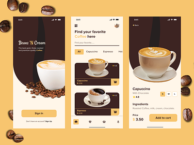 Beans 'N Cream- Mobile app UI design
