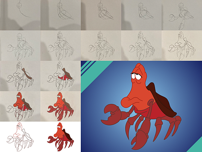 Crabby Process crab disney hand drawn little mermaid process sebastian sketch