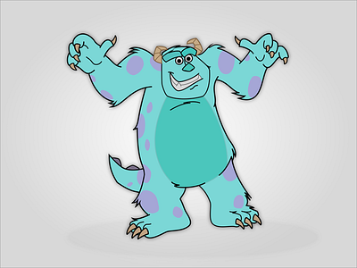 Sulley cartoon disney hand drawn monsters inc pixar sketch vector