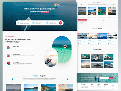 Yacht Booking Service - Landing Page branding design figma graphic design illustration landing landing page logo typography ui user experience ux vector