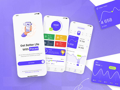 Paces - Step Counter App app appdesign design figma fitnessapp graphic design healthapp icon illustration logo minimal mobile mobileapp mobileuser stepcounter typography ui userexperience ux