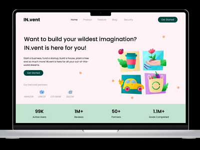 INvent website sneak peak app art branding clean design figma flat illustration innovative minimal simple typography ui ux web website