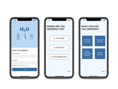 H2O App Onboarding app blue clean design h2o illustration simple ui ux water