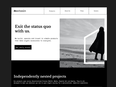 Nestcoin landing page replication app clean design logo ui