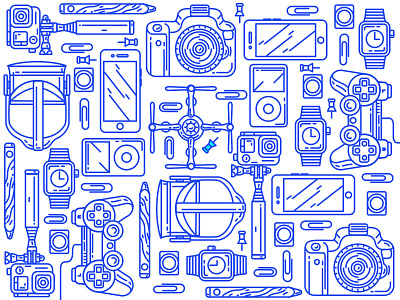 Drawing Pin dron flat gopro icons illustration iwatch line camera oculus pencil ipod playstation