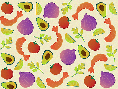 Ceviche pattern inspired by dinner food illustration illustration art illustrator motif motifs pattern pattern art pattern of the day summer vegetables