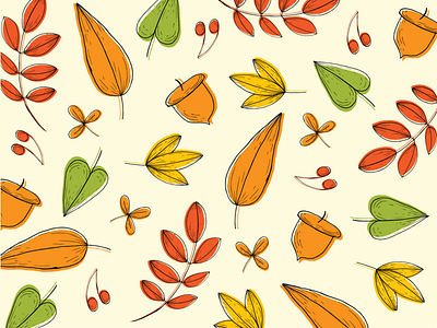 Autumn Leaves autumn fall flat illustration leaves pattern pattern design thanksgiving vector