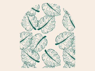 Monstera Pattern botanical flat floral houseplants illustration monstera monstera plant pattern pattern design plants surface design surface designer