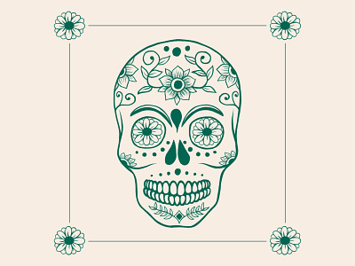 Sugar Skull bones botanical flat illustration pattern design skeleton sugar skull vector