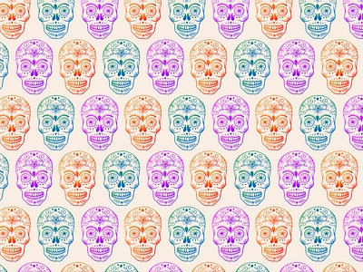 Sugar Skulls adobe fresco botanical colorful creative digital illustration flat halloween ipad mexican october seamless pattern stationery sugar skull surface design vector wrapping paper