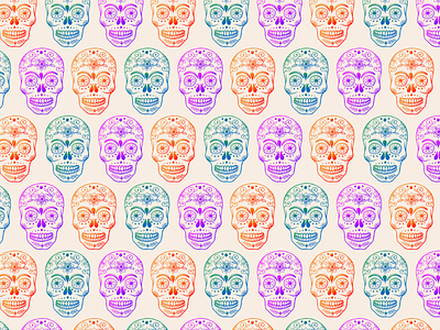Sugar Skulls adobe fresco botanical colorful creative digital illustration flat halloween ipad mexican october seamless pattern stationery sugar skull surface design vector wrapping paper