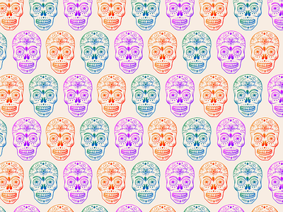 Sugar Skulls adobe fresco botanical colorful creative digital illustration flat halloween ipad mexican october seamless pattern stationery sugar skull surface design vector wrapping paper