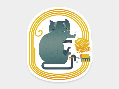 Gattasta Sticker cat gatto illustration italy noodle machine pasta sticker