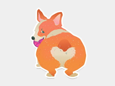 Corgi's butt corgi dribbble illustration rebount sticker