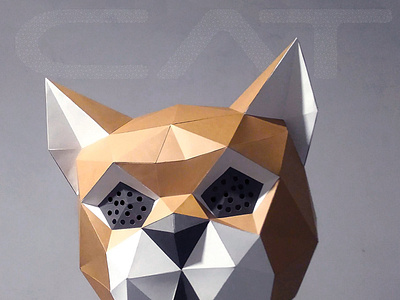 mascara de gato papercraft 3d animation bajo design gato graphic design logo percraft polígono