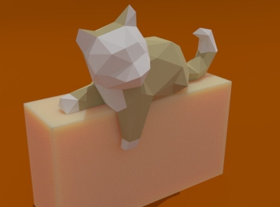 gato low poly 3d animation bajo design geometric