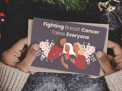 Fighting Breast Cancer Takes Everyone Card branding design graphic design illustration typography vector