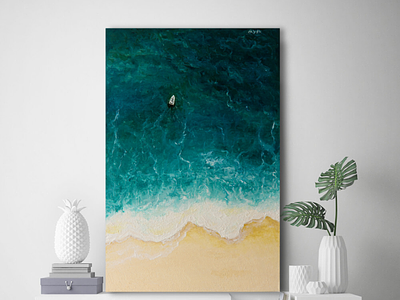 Into the Blue aerial art artist artistofmauritius beach canvas decor details fineart illustration interiordecor new newpainting painting realism seascape waves