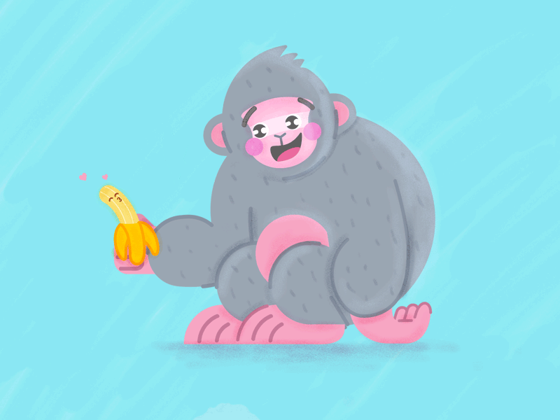 Love and piece...of banana character gorilla graphic design illustration monkey