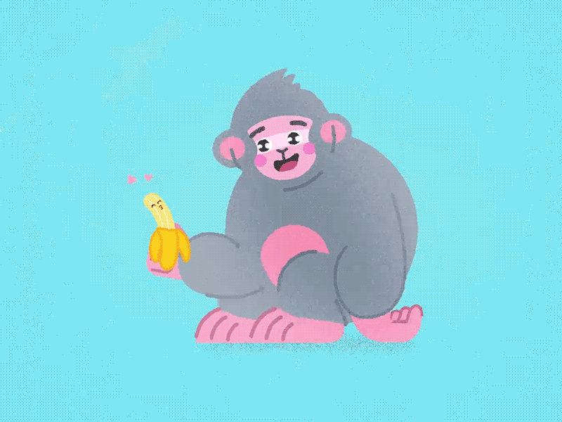 Banana love animation animation 2d banana character design love monkey motion design valentines day