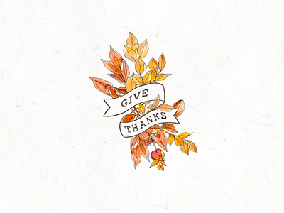 Give Thanks, Thanksgiving Illustration