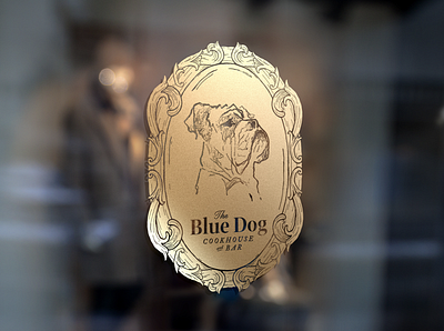 The Blue Dog Restaurant & Bar Window Logo bar branding bar logo branding hospitality hospitality branding hospitality logo hotel branding hotel logo logo nyc restaurant branding restaurant logo